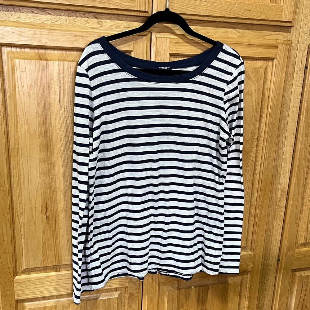 Splendid Navy and White Striped Long Sleeve Top